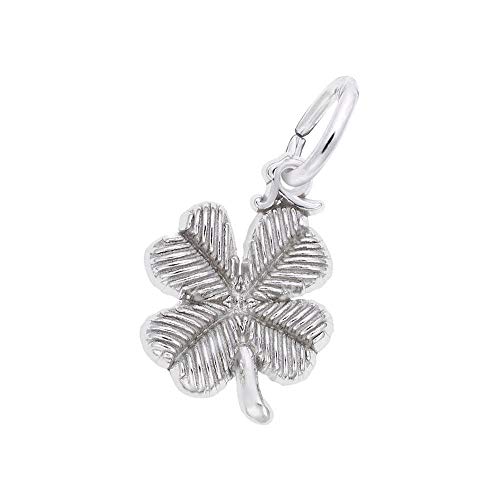 Sterling Silver Four Leaf Clover Accent Charm