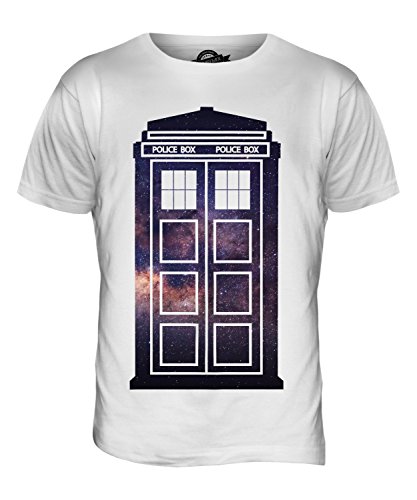 Image of Candymix - Space Police Box - Mens T Shirt Top T-Shirt, Size Large, Colour White