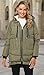 FADSHOW Women's Winter Thickened Down Jackets Long Down Coats Warm Parka with Hood,Army Green,S
