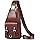 Hjkiopc Sacoche Homme Bandouliere Sac de Poitrine Sac business Sac de Loisir PU Cuir Pochette Epaule de Voyage pour Homme Femme (Brun Foncé-2)