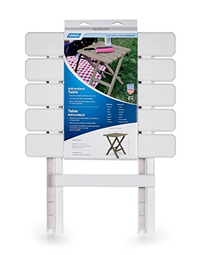 Camco 51695 White Large Adirondack Portable Outdoor Folding Side Table, Perfect For The Beach, Camping, Picnics, Cookouts And More, Weatherproof And Rust Resistant #TOP7