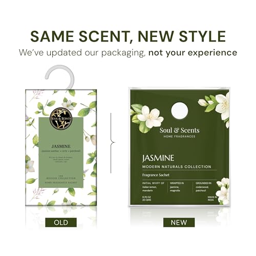 Image of Soul & Scents Jasmine Serenity Fragrance Sachet | Essence of Orris and Patchouli | Versatile Air Freshener for Car, Wardrobe, Kitchen, and Travel Bag | Pack of 3-20gm Each