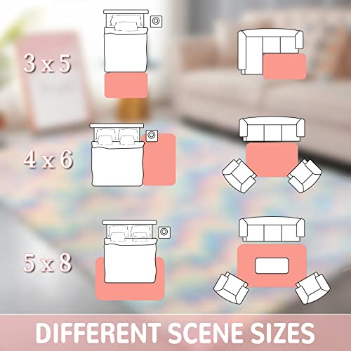 Dovfa Nursery Rug: 5X8Ft Area Rug Rainbow Rug Anti-Skid Soft Living Room Rug Large Area Rug - Carpet For Bedroom For Nursery Teen Dorm Indoor Home Decor #TOP6