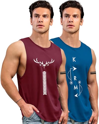 Image of AUSK Men Vest || Gym Tshirt for Men || Karma Printed Sleeveless Regular Fit T Shirt for Mens