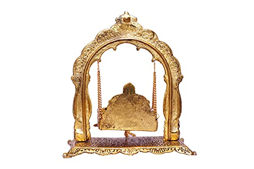 Image of KridayKraft Metal Laddu Gopal Palna,Krishna Jhula Metal Statue for Temple Pooja,Laddu Gopal Jhula,Decor Your Home &Religious Idol Gift Article,Showpiece Figurines,God Idol...