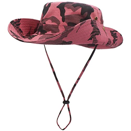 Magracy Herren-Sonnenhut, Tarnmuster, LSF 50+, breite Krempe, UV-Schutz, Safari-Hut, Unisex, rose, Einheitsgröße