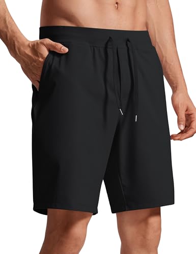 CRZ YOGA Men's Four-Way Stretch Workout Shorts - 9'' Linerless Soft Durable for Casual Athletic with Pockets