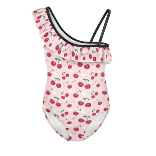 Image of Girls One Piece Swimsuit Ruffled Halter Bathing Suit with Adjustable Strap Beach Sport Swimwear for 3-14 Years