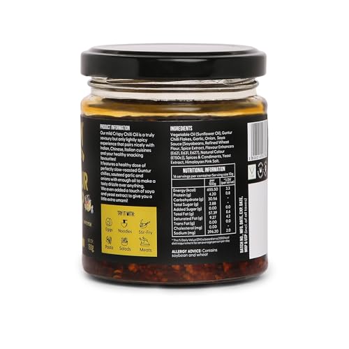 Image of Naagin Guntur Crisp Chilli Oil (160g) | Desi, Crunchy, Mild & Garlicky | Vegan, No MSG | Dip, Pour, Cook | Chilli Oil for Momos, Dimsums & Noodles
