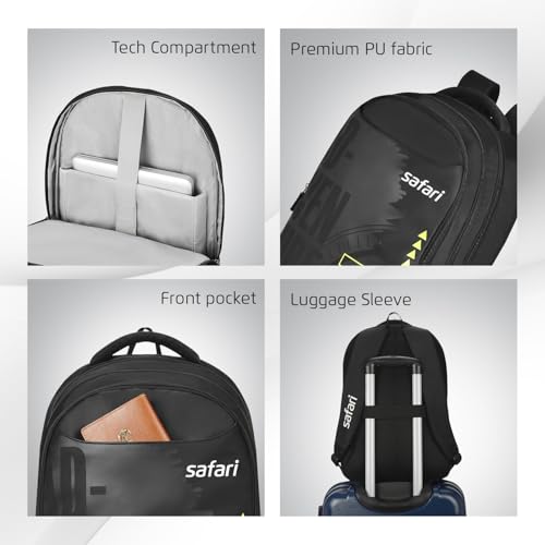 Image of Safari 38L Printed Laptop Backpack with Raincover, 4 Compartments, Bottle Holder, Organizer, School & College Bag for Boys and Girls, Office & Travel Bag for Men and Women
