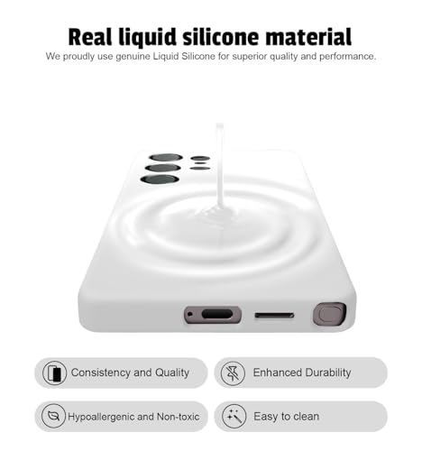 Image of LIRAMARK Liquid Silicone Soft Back Cover Case for Samsung Galaxy S25 Ultra 5G (White)
