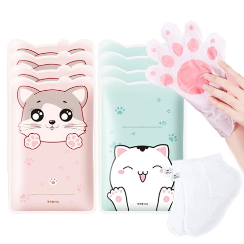 8 Paar Handmaske und Fußmaske gegen Hornhaut Entfernen, Feuchtigkeit Fussmaske Socken, Fussmaske Sehr Trockene FüSse, Handpflege Handschuhe, Anti Hornhaut Socken für Hände und Füße