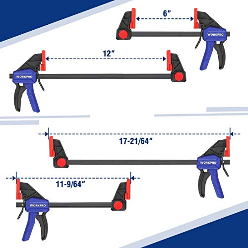 Workpro Clamp Set For Woodworking, 10-Piece Bar Clamp Set And 4-Piece Spring Clamp Set #TOP2