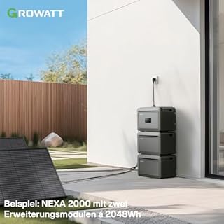 Growatt NEXA 2000 Erweiterungbatterie 2 kWh Speicherblock steckerfertig für Balkonkraftwerk Erweiterbarer Batteriespeicher für Mini Solaranlage, IP66, -20 °C Start, 6000+ Zyklen