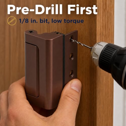 Image of Prime-Line U 11126 Door Reinforcement Lock - Add Extra, High Security to your Home and Prevent Unauthorized Entry - 3 In. Stop, Aluminum Construction, Bronze (Single Pack) | Add Extra High Security, Prevent Unauthorized Entry, 3 In. Stop, Solid Brass Construction