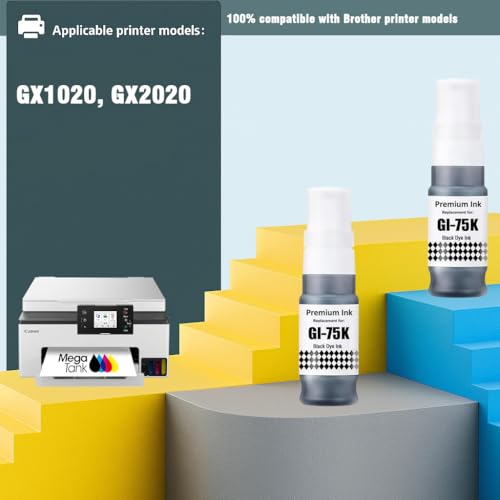 Image of KOSH GI-75 BK Refill Ink Compatible for Canon MAXIFY GX1070, GX2070 Printers