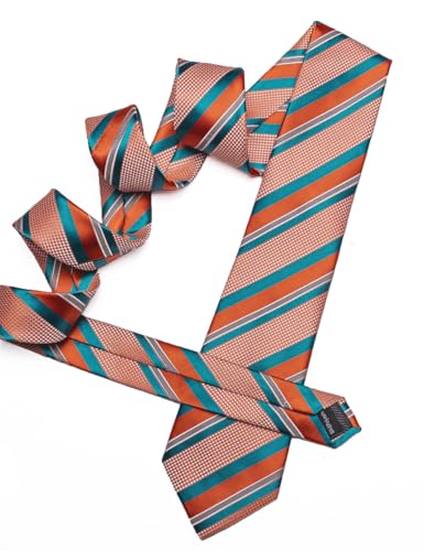 Image of Barry.Wang Mens Tie Set Plaid Check Neckties Formal Business Wedding Luxury Pocket Square Cufflinks