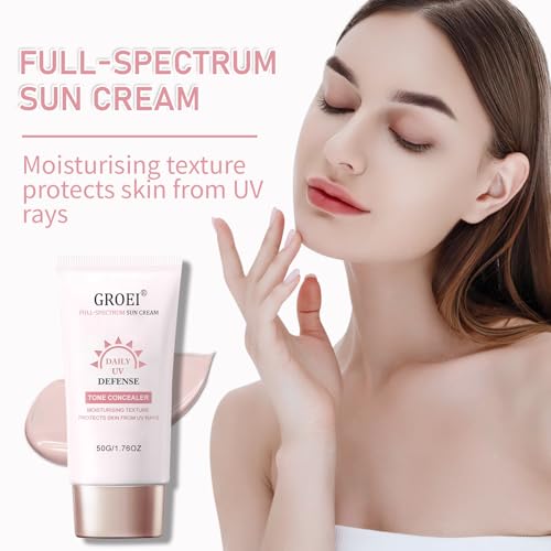 GROEI Pink Tone-Up Sunscreen SPF 50+ PA++++ | Lightweight, Tinted & Moisturizing for a Smooth Base | 50ml