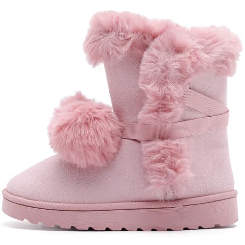 Women's Cute Pompon Lace Up Fur Winter Snow Boots Sweetheart Princess Fluffy Boots2