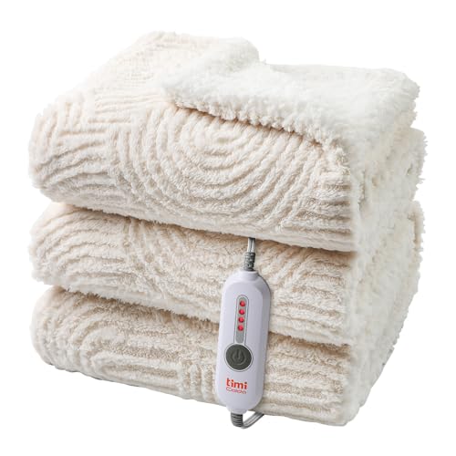 TiMiCalda Heated Throw Blanket Electric - 50"x60" Cozy Soft Jacquard