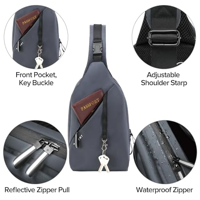 Small Sling Shoulder Crossbody Bag Men Women One Strap Casual Chest Bags Slim Backpack for Outdoor Travel Biking