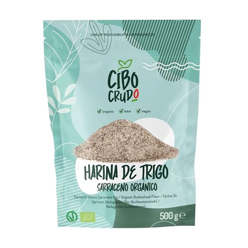 Harina de Trigo Sarraceno sin Gluten y Organica - 500g. Harina sin Gluten Panificable Ecologica. Harina Integral de Trigo Ecologico. Harina Panificadora para Hacer Pan. Para Recetas Dulces.