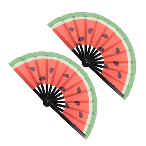 HEALEEP 2 Piezas Abanico Plegable de Sandía Abanico de Mano Portátil Clásico para Festivales y Bailes