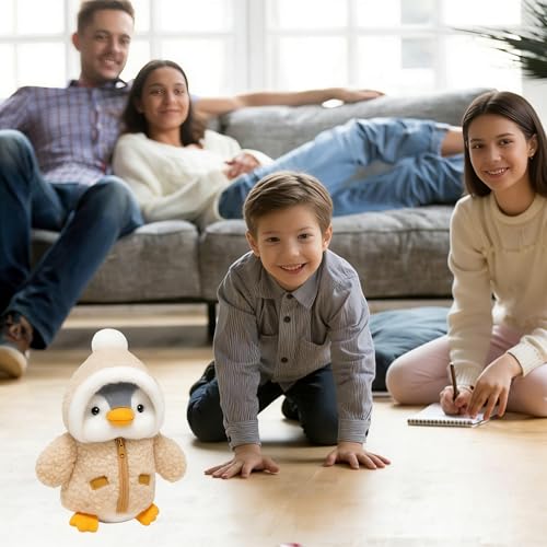 PDirat Pinguin Kuscheltier mit verkleidbarem Hut, 30cm Größe, Weiches Kuschelgut, Ideal Als Schlafbegleiter Und Innenraumdekoration