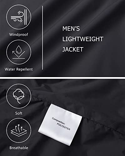Kefitevd Mens Bomber Jackets Black Jacket Llightweight Windbreaker Men Relaxed Fit Sportswear Jacket Track Jacket Men #TOP6