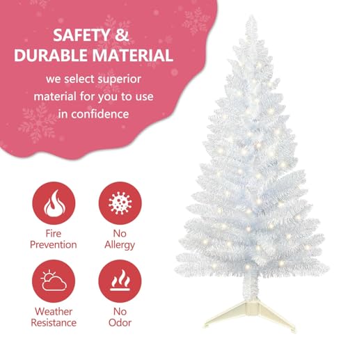 4ft-Lighted-Artificial-White-Christmas-Tree-Leeheeyee-Small-Fake-Christmas-Tree-Not-Pre-lit-White-Tinsel-Pine-Trees-with-Lights-Ideal-for-Ideal-for-Home-Office-and-Xmas-Party-Decor 4ft Lighted Artificial White Christmas Tree Leeheeyee Small Fake Christmas Tree Not Pre lit White Tinsel Pine Trees with Lights Ideal for Ideal for Home Office and Xmas Party Decor