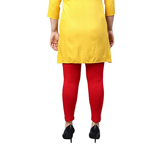 Image of GO COLORS Soft Cotton Stretch Ankle Length Leggings for Women | Breathable