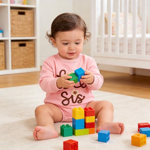 Winmany Große Schwester Kleine Schwester Passende Outfits Großes Schwesterchen Pullover Sweatshirt Lil Sis Strampler mit langen Ärmeln für Mädchen Baby (3-6M, Pink Lil Sis, 1)