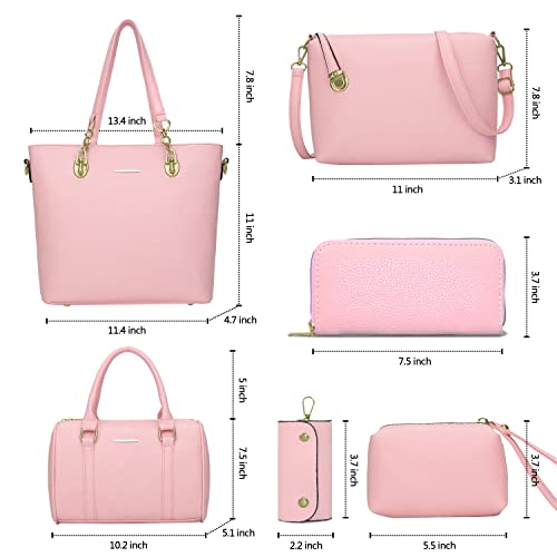 Image of OTMIPIML Purses and Handbags for Women Synthetic Leather Tote Crossbody Bags Satchel Purses Set 6pcs | Set