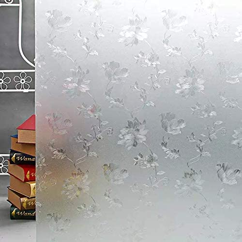 SAJYO 3D Printed Window Privacy Glass Self Adhesive Decorative for Bathroom/Door Window/Heat Control/Sidelight/Anti UV (Rose 2 x 12 Feet)