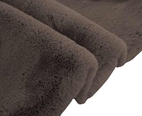 Image of Luxe Home Rabbit Fur Soild Bath Mat Super Soft, Anti-Slip, Washable, Rectangle, for Bathroom Door Mate, Bedroom Door Mats (Cocoa, 45x75 cm)