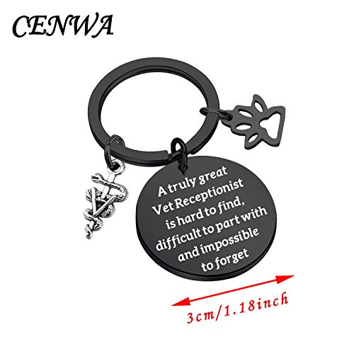 Image of CENWA Vet Receptionist Gift A Truly Great Vet Receptionist is Hard to Find Keychain Veterinary Assistant Vet Nurse Gift