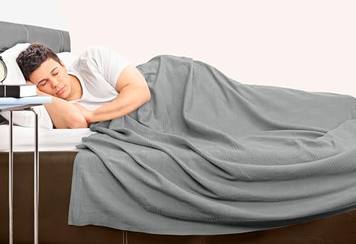 Image of Utopia Bedding 100% Cotton Thermal Blanket Cool Grey Queen Size Soft, Lightweight, Breathable, Cozy Spring and Summer Blankets for Bed, Home Room Decor Gifts for Women and Men (90x90 Inches)