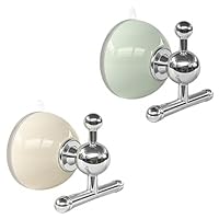 ImyHok Suction Cup Towel Hooks for Shower Glass No Drill Wreath Hanger for Front Door Windows Decor Coat Hook for Bath Kids Room Kitchen Hanging Key Holder Robe Loofah﻿ (Cream Green,2 PCS)