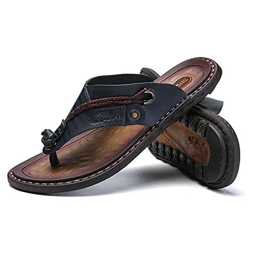 Tongs en cuir pour hommes avec soutien voûte plantaire pour l'été