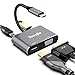 Produktbild USB C zu 4K HDMI VGA Adapter, TUWEJIA 4-in-1 Typ C Hub USB 3.0 OTG-Ladestrom PD-Anschluss Kompatibel für MacBook Pro/Air, iMac, Dell XPS, Surface GO/Book Huawei P20/P30/Mate 20 Pro/Mate10 usw