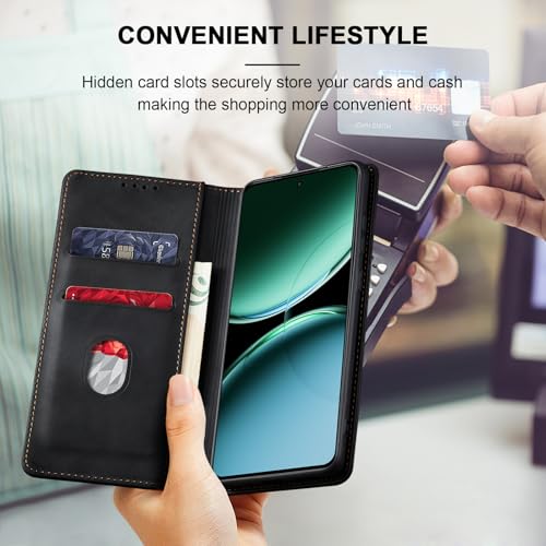 Image of Jasonyu Case for OnePlus Nord 4 5G Leather Wallet Flip Cover with Card Holder,Kickstand, Magnetic Closure,TPU Shockproof Phone Case Compatible with OnePlus Nord 4 (Black)