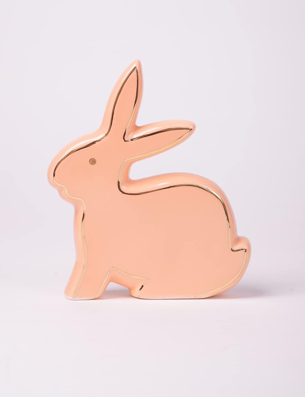 HAUCOZE Rabbit Statue Sculpture Modern Bunny Decor Home Gifts Animal Figurine Table Centerpiece Crafts Ceramic Arts Orange 8.7inch