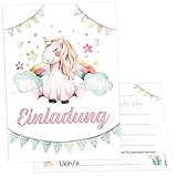 Olgs Einhorn Prinzessin Einladungskarten, 12er Set für Mädchen, Kindergeburtstag, Ausfüllbar,...
