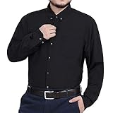 Jeopace Mens Big and Tall Shirts Long Sleeve Button Down Black...