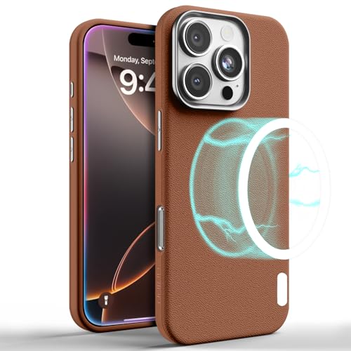 Image of GRIPP Heritage Xtreme Case Compatible with Mag-Safe for iPhone 16 Pro Max | 8ft Drop-Tested with D30 Tech, Premium Leatherette & Silicon, Metal Buttons, Luxuriantly Smooth Texture Back Cover - Camel
