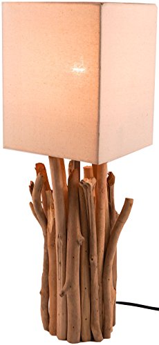 GURU SHOP Tischleuchte/Tischlampe Kukuma,Treibholz, Baumwolle, in Bali Handgemacht aus Naturmaterial - Modell Kukuma, 50x17x17 cm, Tischlampen aus Naturmaterialien Cover