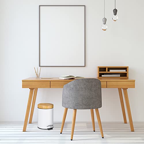 Cubo de basura de baño de 3 litros con tapa de bambú natural y contenedor interior blanco 7