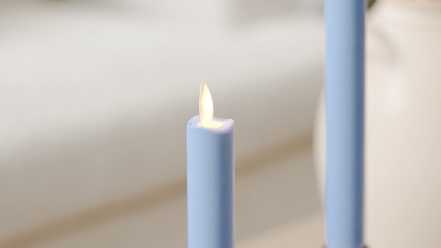 Image of Luminara - Flameless LED Battery Operated Flickering Taper Candles - Cornflower Blue - Pack of 2, 1 inch x 9.75 inch Realistic Moving Flame Wax Unscented