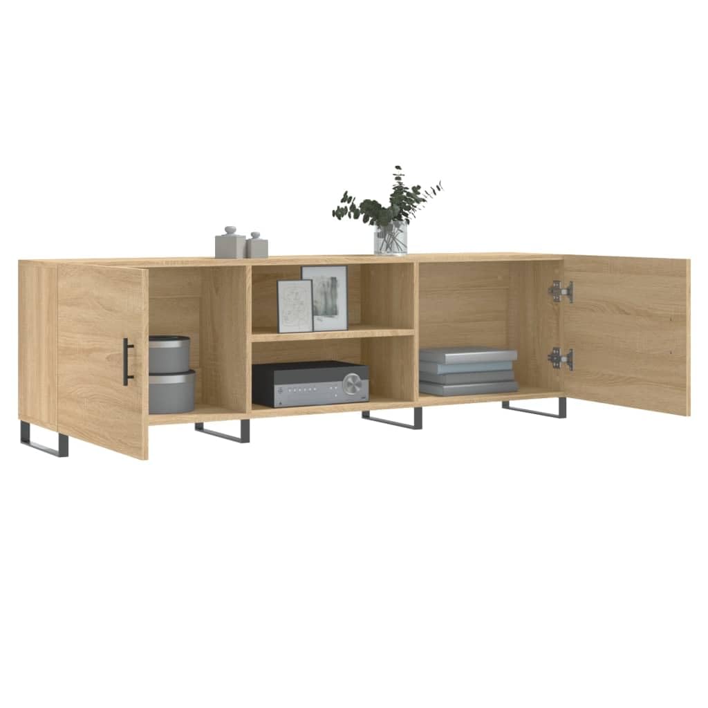 TV-Schrank Sonoma-Eiche 110 cm, Holzwerkstoff, 4 Fächer, Robustes Media-Center für Wohnzimmer, stabil, feuchtigkeitsbeständig