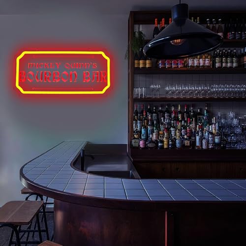 Image of Mikey Quinn's Pub Neon Sign Bouron Bar Neon Sign 3D Art Carving Design LED Neon Light for Wall Decoration, Cocktail Old Fashioned Home Bar Accessories Decor